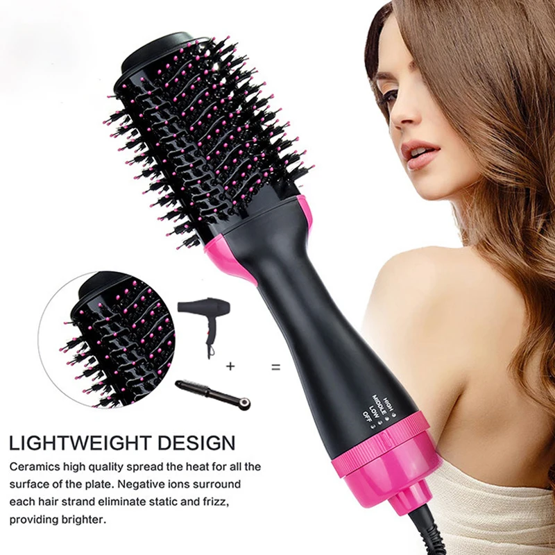 

Explosive 2 in 1 one step hair dryer brush hot air comb curler fashion curler flat iron hair straightener styling curling hair