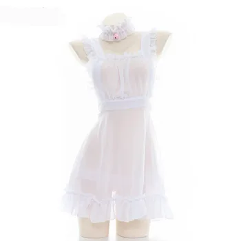 Women Semi-transparent Maid Dress Ruffle Dress Backless Solid color Cute Bowknot Private Ruffle Nightdress Pajamas Cosplay
Women Semi-transparent Maid Dress Ruffle Dress Backless Solid color Cute Bowknot Private Ruffle Nightdress Pajamas Cosplay
