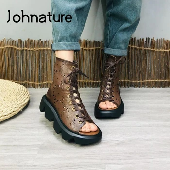 Johnature Summer Women Sandals Retro Genuine Leather Women Shoes Zip Casual Lace-up Hollow Handmade Platform Ladies Sandals
Johnature Summer Women Sandals Retro Genuine Leather Women Shoes Zip Casual Lace-up Hollow Handmade Platform Ladies Sandals