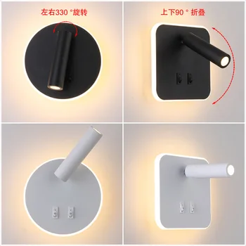 led wall lamp bedside reading spotlight Nordic simple round square hotel bedroom wall lamp double control rotating wall lamp 
led wall lamp bedside reading spotlight Nordic simple round square hotel bedroom wall lamp double control rotating wall lamp