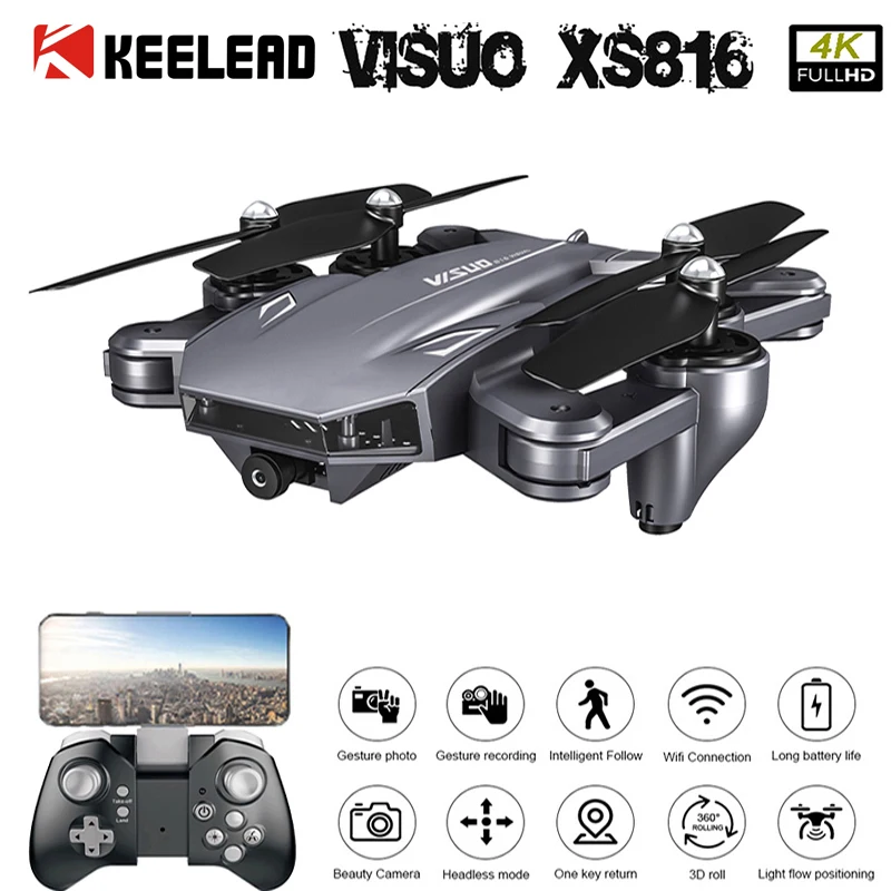 KEELED VISUO XS816 RC Drone 4K 720P Dual Camera WIFI FPV Drones Gesture Shooting Professional RC Quadcopter Selfie Dron VS SG106
KEELED VISUO XS816 RC Drone 4K 720P Dual Camera WIFI FPV Drones Gesture Shooting Professional RC Quadcopter Selfie Dron VS SG106