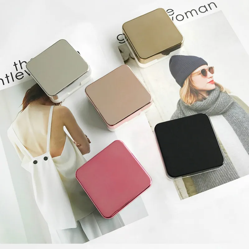 Square Reflective Cover Contact Lens Case with Mirror Color Lenses Container Cute Lovely Travel Kit Box Women | Аксессуары для