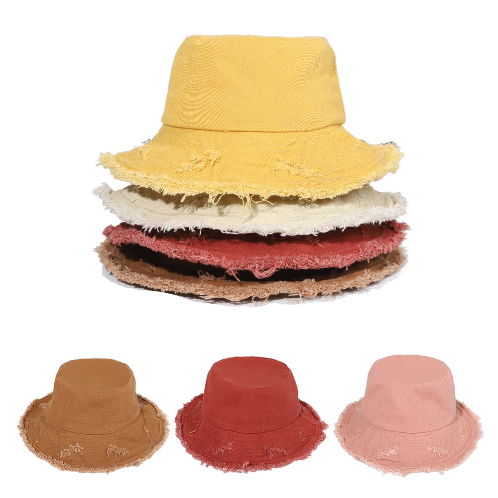 

Women's Summer and Autumn Models Fisherman Hat Japanese Cowboy Sun Hats Korean Hat Edging Basin Caps Washed Cloth Cap