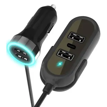 

PD 18W Car Charger 5USB Car Front And Rear Car Charger With 1.5 Meters Charging Cable For Car Accessories