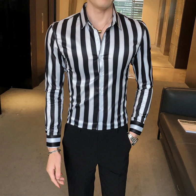Рубашка мужская в британском стиле деловая Классическая приталенная с длинным