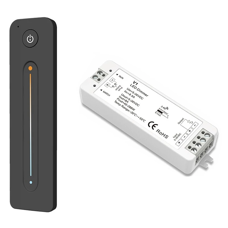LED Dimmer 12V 5V 24V 36V 8A PWM Wireless RF Switch with 2.4G Brightness Adjustment Contact Remote for Led Single Color Strip
LED Dimmer 12V 5V 24V 36V 8A PWM Wireless RF Switch with 2.4G Brightness Adjustment Contact Remote for Led Single Color Strip