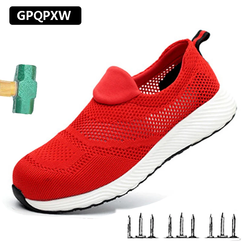 

Summer Breathable Labor Insurance Shoes Lightweight Steel Toe Cap Safety Shoes Anti-smashing Anti Puncture Work Boots Insulation