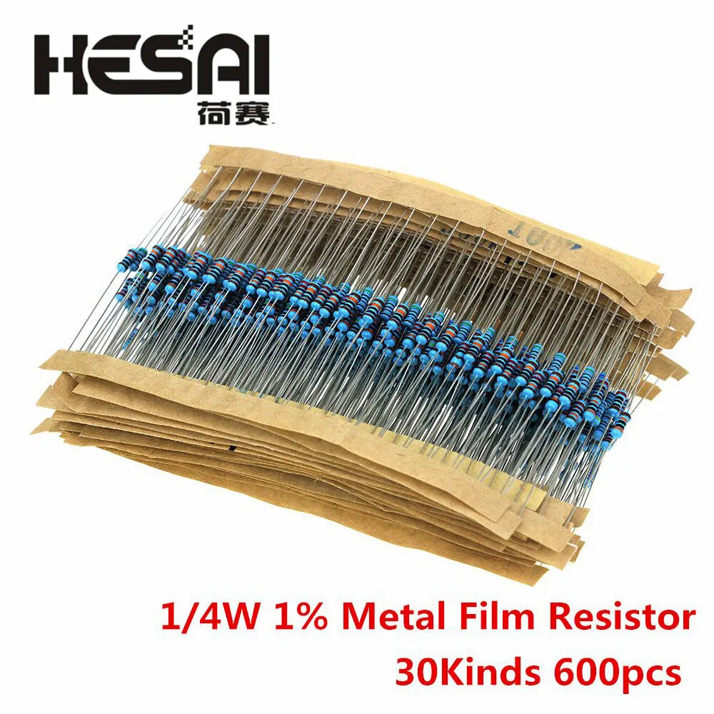Набор металлических пленочных резисторов 100 шт./компл. 1/4 Вт в ассортименте 1K 2K 1% K