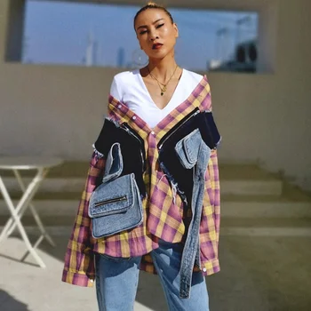 Spring and Autumn Multi Pocket Zipper Motorcycle Vest + Shirt Lapel Plaid Shirt Two Piece Denim Vest Streetwear Women Clothing
Spring and Autumn Multi Pocket Zipper Motorcycle Vest + Shirt Lapel Plaid Shirt Two Piece Denim Vest Streetwear Women Clothing
