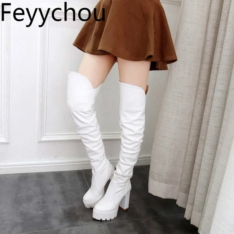 Women Boots Autumn and Winter New Ultra High Heel Thick Over The Knee High Boots Boots Fashion Wild Rider Boots Round Toe White
Women Boots Autumn and Winter New Ultra High Heel Thick Over The Knee High Boots Boots Fashion Wild Rider Boots Round Toe White