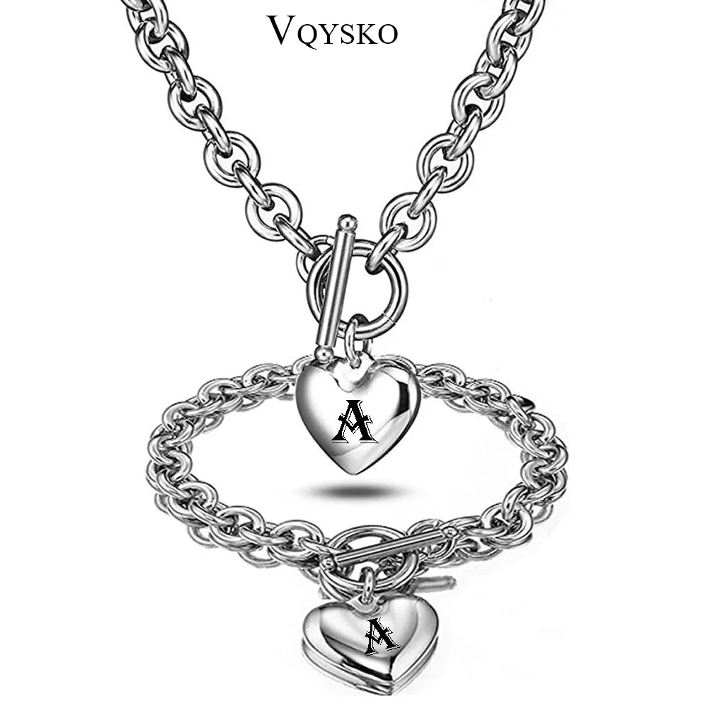 Кулон в виде сердца ожерелье и браслет наборы цепочек для женщин нержавеющая
