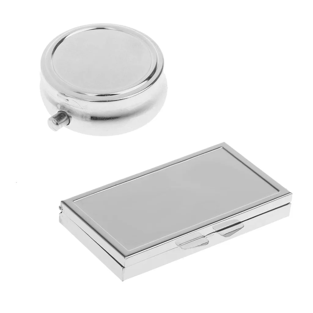 2pcs Travel Round Square Metal Pill Storage Case Box Vitamins Holder Organizer Pocket Medicine Dispenser Container 2pcs Travel Round Square Metal Pill Storage Case Box Vitamins Holder Organizer Pocket Medicine Dispenser Container