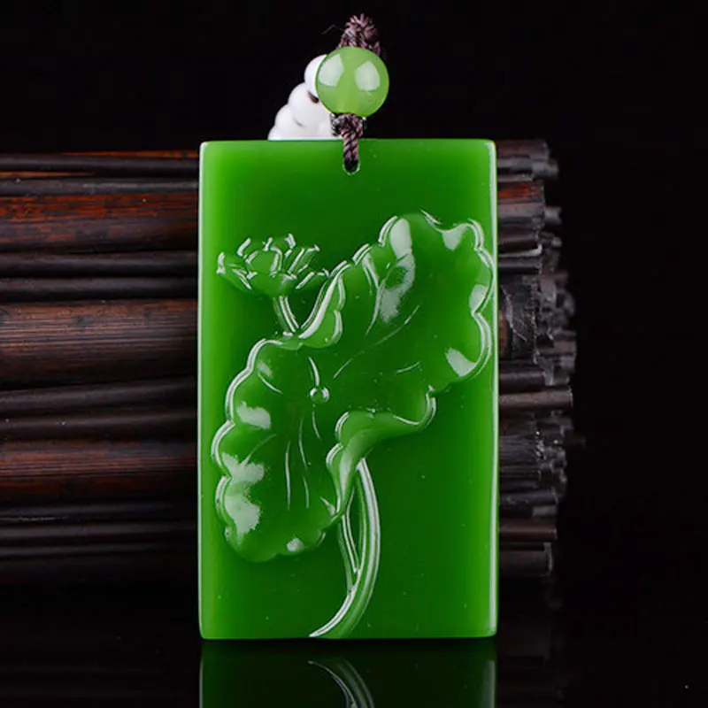 Natural jade carved lotus leaf pendant exquisite green jade necklace pendant men and women jewelry gifts
Natural jade carved lotus leaf pendant exquisite green jade necklace pendant men and women jewelry gifts
