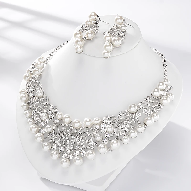 ESERES Vintage Dubai Women Bridal Jewelry Sets Pearls Beads Rhinestone Necklace and Earrings Sets
ESERES Vintage Dubai Women Bridal Jewelry Sets Pearls Beads Rhinestone Necklace and Earrings Sets