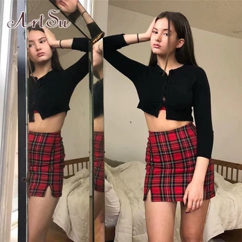 ArtSu Japanese Style Red Plaid Mini Skirt Women 2020 Summer Fashion High Waist Street Ladies Short Pencil Skirts ASSK20290
ArtSu Japanese Style Red Plaid Mini Skirt Women 2020 Summer Fashion High Waist Street Ladies Short Pencil Skirts ASSK20290