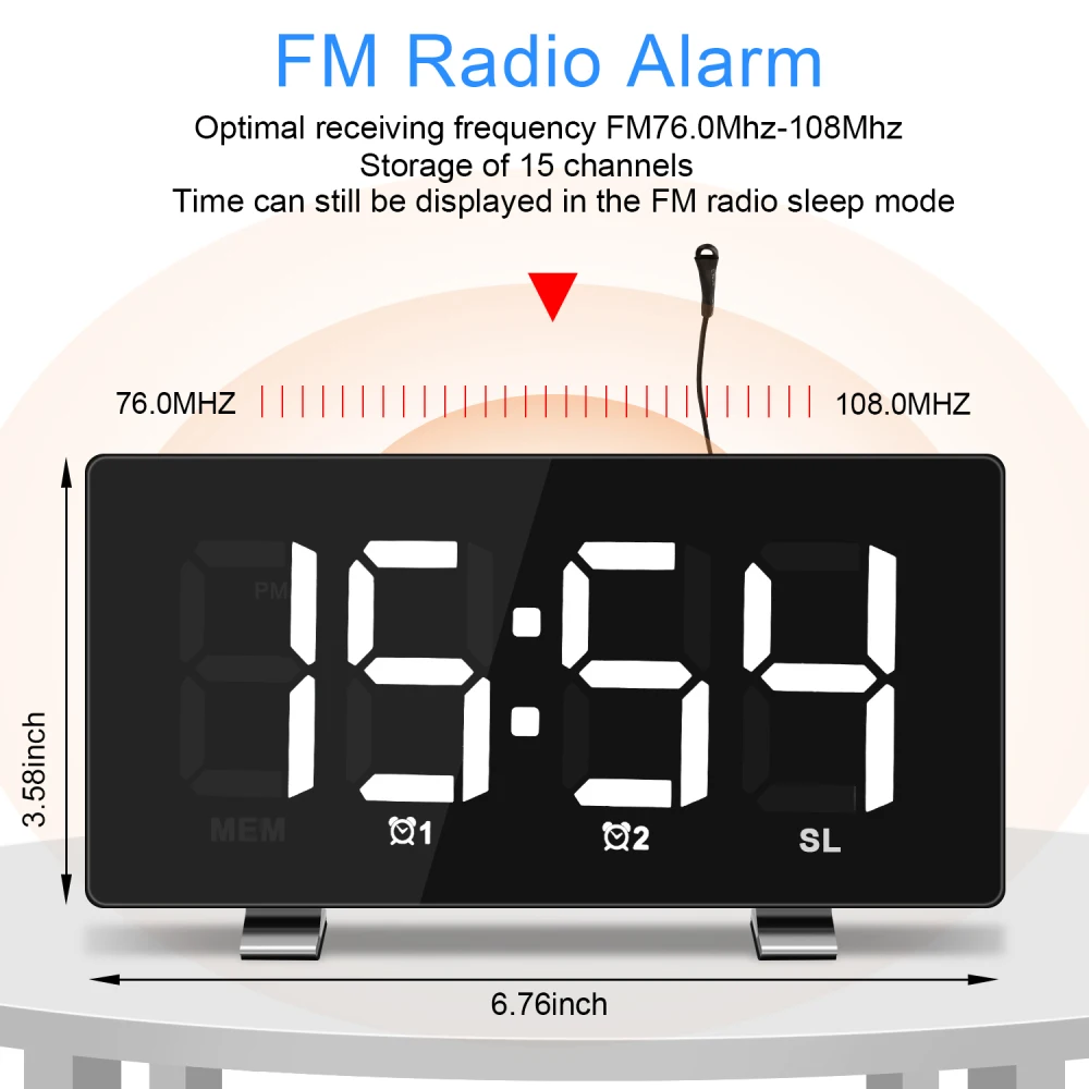 New LED Modern Snooze Alarm Clock with Dual USB Square Desk Clocks Desktop Digital Display Electronic Alarm Clock For Home Decor
New LED Modern Snooze Alarm Clock with Dual USB Square Desk Clocks Desktop Digital Display Electronic Alarm Clock For Home Decor