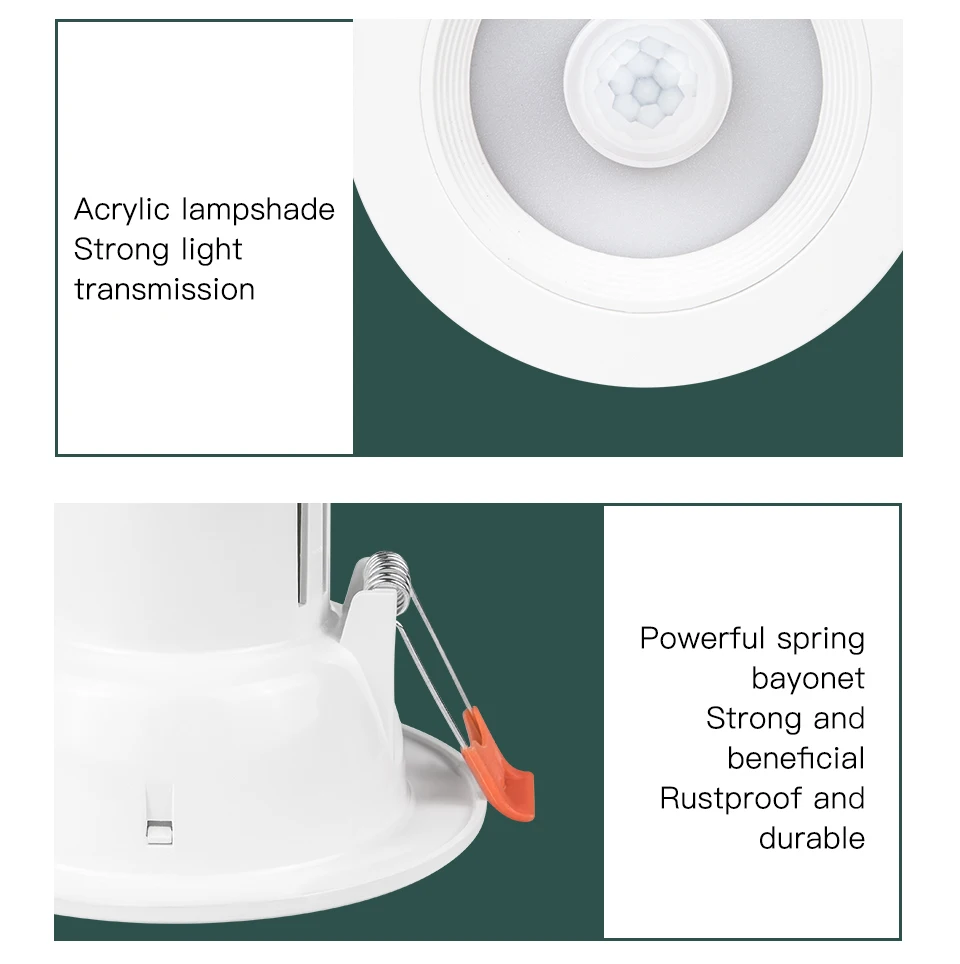 PIR Motion Sensor LED Downlights Recessed 5W 10W 15W 20W 85-265V LED Auto Lamp Smart LED Downlight Corridor Indoor Lighting