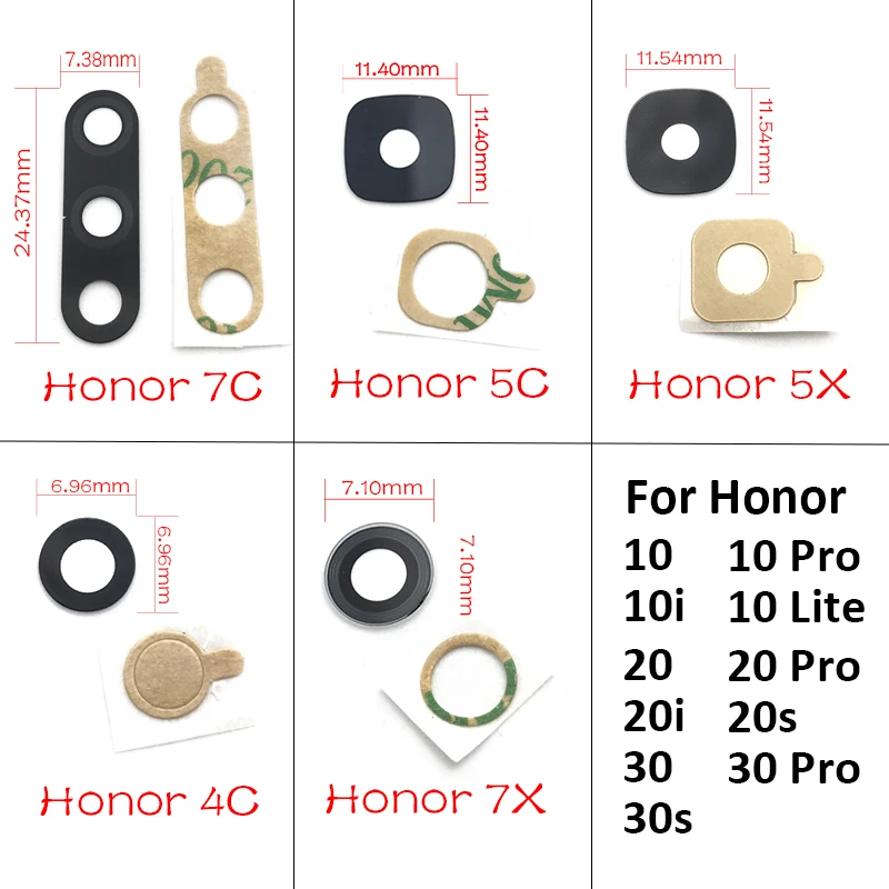 Стеклянный объектив для задней камеры Huawei Honor 7c 7x 5c 5x 4c 4x10 20 30 Pro Lite 10i 20i 20s 30s|Корпусы