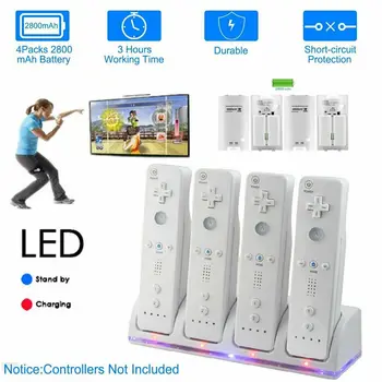 4 IN 1 Wii Remote Dual Controller Charging dock with 4 Rechargeable Batteries and LED Indicators for Wii Controller
4 IN 1 Wii Remote Dual Controller Charging dock with 4 Rechargeable Batteries and LED Indicators for Wii Controller