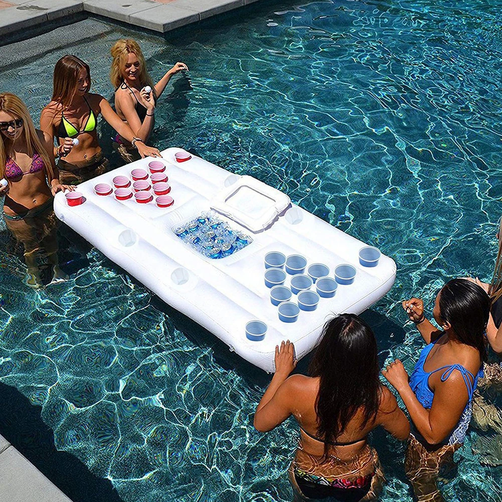 Beer Pong Pool Mat 24 Cup Hole Floating Row Inflatable Pool Mattress Water Table Tennis Entertainment Floating Pad For Party
Beer Pong Pool Mat 24 Cup Hole Floating Row Inflatable Pool Mattress Water Table Tennis Entertainment Floating Pad For Party
