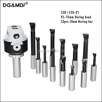 Kit C20 C25 F1 CNC Tool Holder 75 mm 3 Inch Fine-Tuning Boring Head 12 Pieces 18mm Boring bar Boring Device For Milling Machine
Kit C20 C25 F1 CNC Tool Holder 75 mm 3 Inch Fine-Tuning Boring Head 12 Pieces 18mm Boring bar Boring Device For Milling Machine