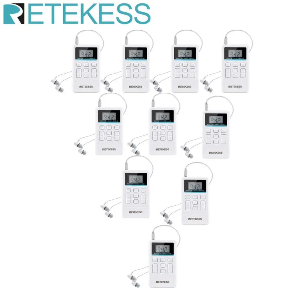 Retekess 10Pcs TR612 Portable FM Radio Pocket Radio Receiver with 3.5mm Earphone for Large Meeting Simultaneous Interpretation
Retekess 10Pcs TR612 Portable FM Radio Pocket Radio Receiver with 3.5mm Earphone for Large Meeting Simultaneous Interpretation
