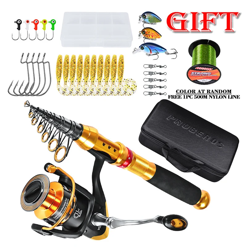 1.8M-2.7M Telescopic Carbon Fiber Fishing Rod Reel Combo Full Kit Spinning Reel+ Line Lures Hooks with Bag for Vara De Pesca
1.8M-2.7M Telescopic Carbon Fiber Fishing Rod Reel Combo Full Kit Spinning Reel+ Line Lures Hooks with Bag for Vara De Pesca