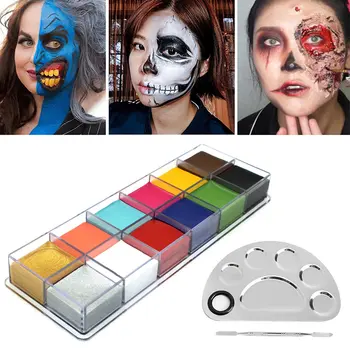 12-Color Body Face Oil Art Painting Paint with Palette Dual-ended Spatula for Halloween Ball Theatre Role Cosplay Party Makeup
12-Color Body Face Oil Art Painting Paint with Palette Dual-ended Spatula for Halloween Ball Theatre Role Cosplay Party Makeup