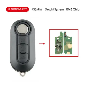 Remote Key Fob 433MHz PCF7946 For Fiat 500 Grande Punto Doblo Qubo - Delphi BSI 
Remote Key Fob 433MHz PCF7946 For Fiat 500 Grande Punto Doblo Qubo - Delphi BSI