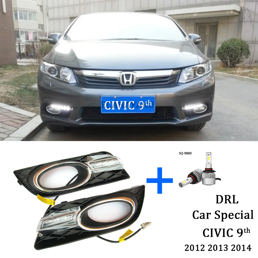 ECAHAYAKU 12V LED DRL Daytime Running Lights with high beam 9005 LED Headlight For Honda Civic 9th 2012 2013 2014 Fog Lamp Cover
ECAHAYAKU 12V LED DRL Daytime Running Lights with high beam 9005 LED Headlight For Honda Civic 9th 2012 2013 2014 Fog Lamp Cover