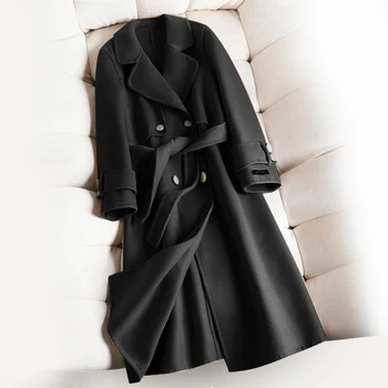High-End Wool Overcoat For Women Professional Temperament Warm Coats With Belt Solid Color Female Clothing Casaco Feminino
High-End Wool Overcoat For Women Professional Temperament Warm Coats With Belt Solid Color Female Clothing Casaco Feminino