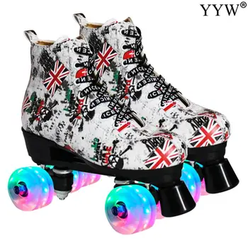 

Skating Shoes 4 Wheels Roller Skates Double Row Sliding Inline Skates Roller Sneakers Training Skate Shoes Wheels Shoe Patines