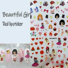 Новое поступление модные наклейки для ногтей стикер s Красочные микс Стиль Красивая девушка ногти наклейки украшения Маникюр Z0227(China)