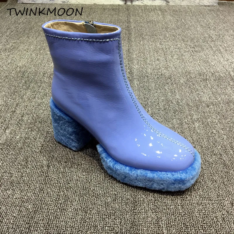 Fur Woman Winter Boots 2019 Platform Chunky High Heels Shoes Ankle Boots For Women Plush Warm Winter Shoes Patent Leather Bootie
Fur Woman Winter Boots 2019 Platform Chunky High Heels Shoes Ankle Boots For Women Plush Warm Winter Shoes Patent Leather Bootie