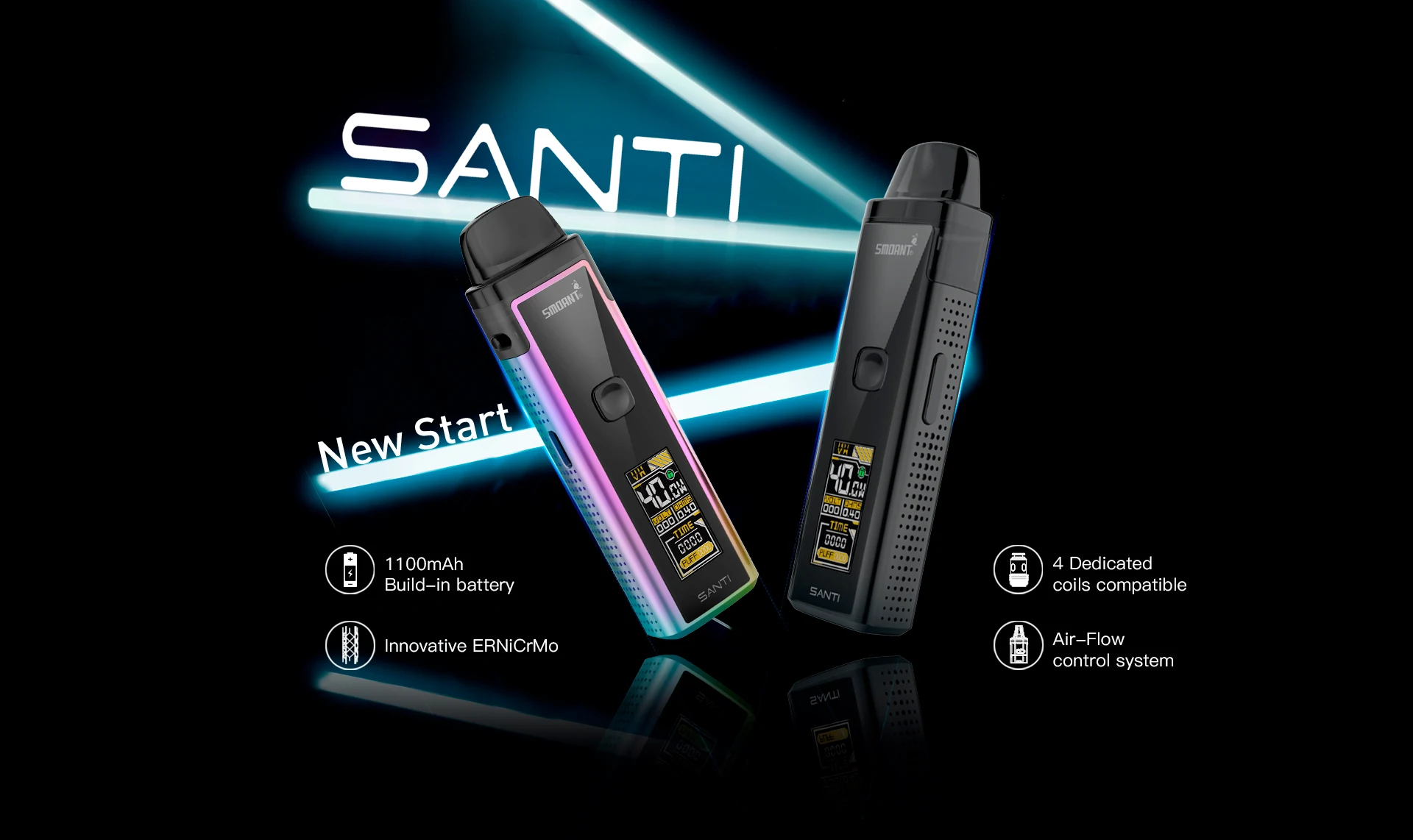Tanio Oryginalny Smoant SANTI Kit 40W Vape 1100mAh bateria 3.5ML sklep