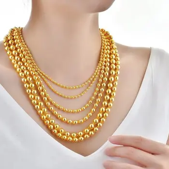 24k Yellow Gold Solid Round Bead Necklace For Women Men 60cm Bead Sand Gold Male Necklace Chain Wedding Party Fine Jewelry Gifts
24k Yellow Gold Solid Round Bead Necklace For Women Men 60cm Bead Sand Gold Male Necklace Chain Wedding Party Fine Jewelry Gifts