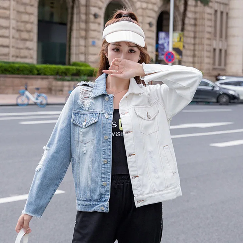 Plus size Denim jacket 2020 Spring Women's Autumn Blue white Stitching Hole Jean coat Fashion Ropa de mujer Casual Bomber jacket
Plus size Denim jacket 2020 Spring Women's Autumn Blue white Stitching Hole Jean coat Fashion Ropa de mujer Casual Bomber jacket