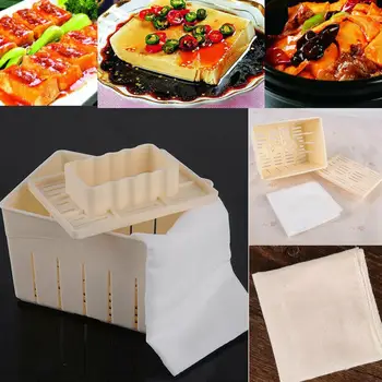 Tofu Press Mould Kitchen Cooking Tool Set Homemade Tofu Mold Soybean Curd Tofu Making Mold With Cheese Cloth DIY Plastic
Tofu Press Mould Kitchen Cooking Tool Set Homemade Tofu Mold Soybean Curd Tofu Making Mold With Cheese Cloth DIY Plastic
