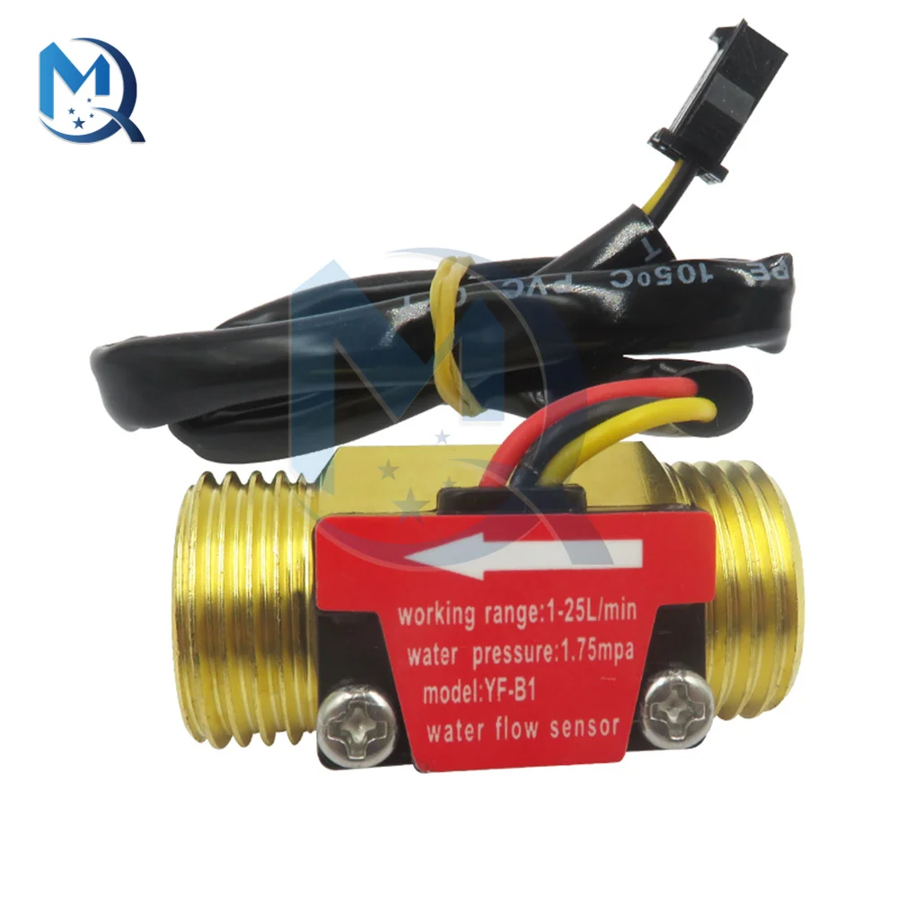 G1/2'' Water Flow Hall Sensor Switch 1-25L/min Meter For Industrial Control (Brass) | Электронные компоненты и