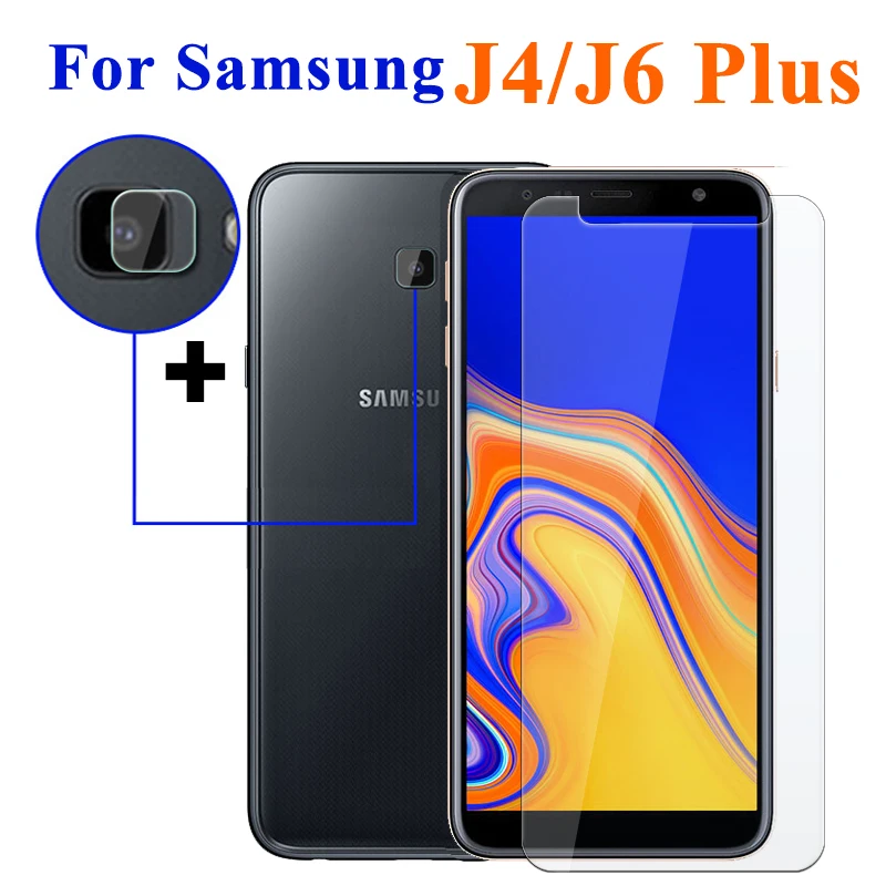 Фото 2 в 1 закаленное стекло для объектива камеры Samsung Galaxy J4 Plus J6 - купить