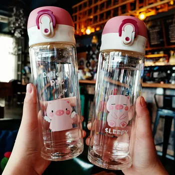 Creative Cartoon Piggy Glass Double Transparent Heat Resistant Water Cup with Tea Infuser Large Capacity Portable Outdoor Bottle
Creative Cartoon Piggy Glass Double Transparent Heat Resistant Water Cup with Tea Infuser Large Capacity Portable Outdoor Bottle