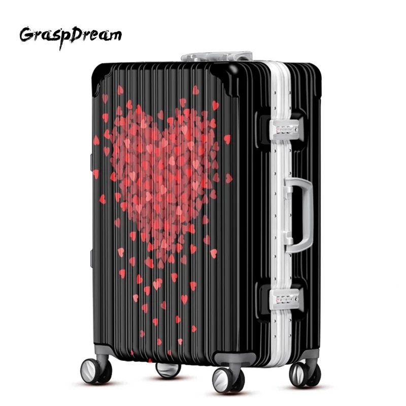 

Personality love set luggage spinner wheels carry ons trolley suitcase men women boarding fashion luggage 20"24"28" inch