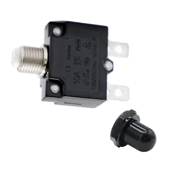10 Amp DC Thermal Circuit Breaker with Quick Connect Terminal & Black Waterproof Button Cover
10 Amp DC Thermal Circuit Breaker with Quick Connect Terminal & Black Waterproof Button Cover