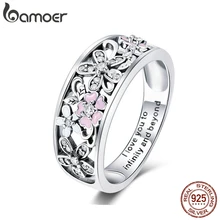 Bamoer 925 en argent Sterling marguerite fleur et infini amour pavé bagues pour les femmes de mariage fiançailles bijoux SCR390(China)