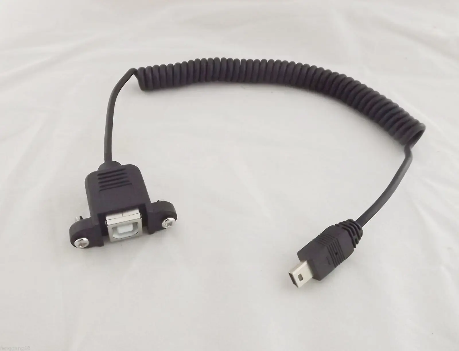 

1pcs USB 2.0 B Female Panel Mount To Mini 5 Pin Male Coiled Spiral Adapter Cable 1.5m