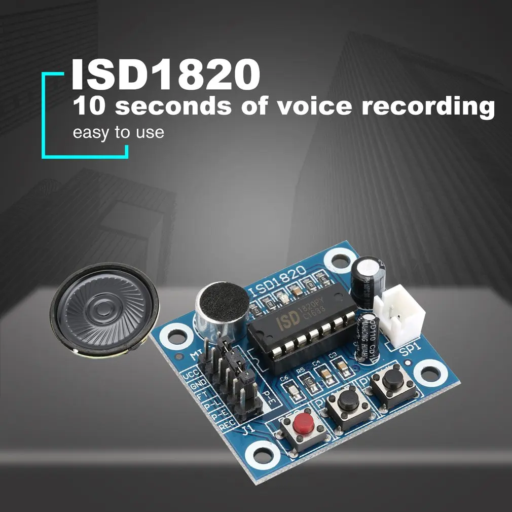 ISD1820 10s Mic Voice Sound Playback Board Recording Recorder Module Kit Microphone Audio Speaker Loudspeaker for Arduino
ISD1820 10s Mic Voice Sound Playback Board Recording Recorder Module Kit Microphone Audio Speaker Loudspeaker for Arduino