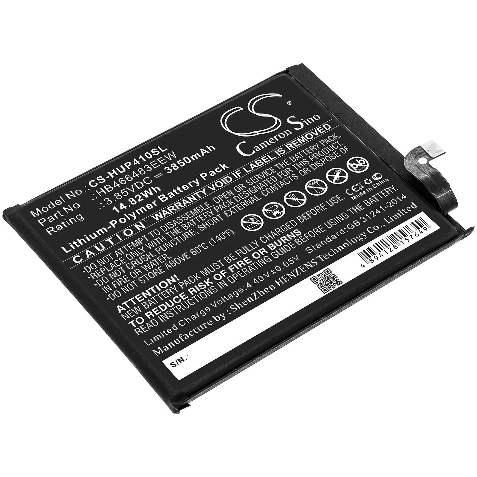 CS 3850 мАч/14.82Wh батарея для Huawei CDY-AN00,CDY-AN20,CDY-AN90,CDY-N29A,CDY-N29B,CDY-NX9A,CDY-NX9B,CDY-TN00
CS 3850 мАч/14.82Wh батарея для Huawei CDY-AN00,CDY-AN20,CDY-AN90,CDY-N29A,CDY-N29B,CDY-NX9A,CDY-NX9B,CDY-TN00