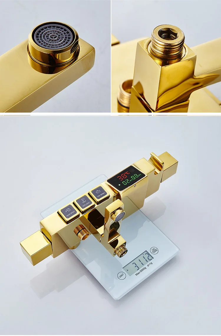 Digital black shower set thermostatic bath mixer bathroom shower set Gold Bathtub faucet with display digital shower set White Digital black shower set thermostatic bath mixer bathroom shower set Gold Bathtub faucet with display digital shower set White