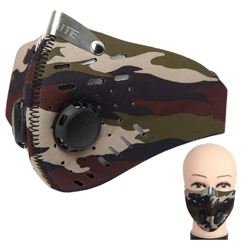 Sports Camo Mask Wind-proof Dust-proof Activated Carbon Valve PM2.5 Running Motorcycle Cycling Anti-pollution | Автомобили и