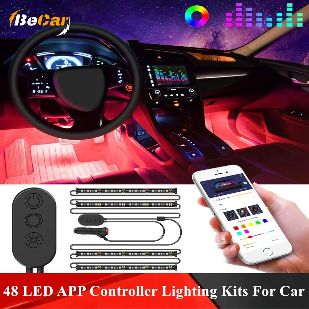 DC 12V 48 LED APP Controller Interior Car Lights Car LED Strip Light Upgrade Two-Line Design Waterproof Lighting Kits Multi DIY
DC 12V 48 LED APP Controller Interior Car Lights Car LED Strip Light Upgrade Two-Line Design Waterproof Lighting Kits Multi DIY
